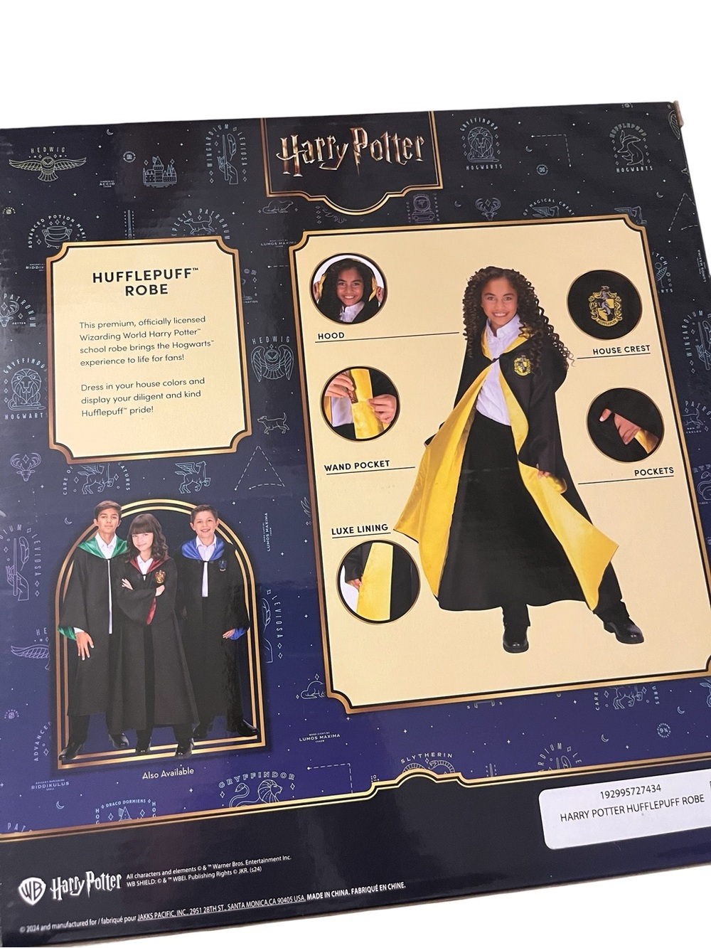 Harry Potter Kids Wizard Robe. Pick - Hufflepuff (Yellow) or Ravenclaw (Blue) - Picture 3 of 13